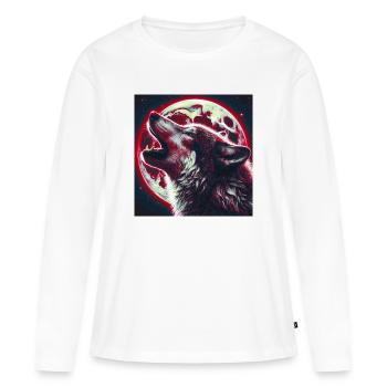 Wolf howls at the Full Moon - Women's Premium Organic Long Sleeve Shirt - white - Front - Julia (174cm)