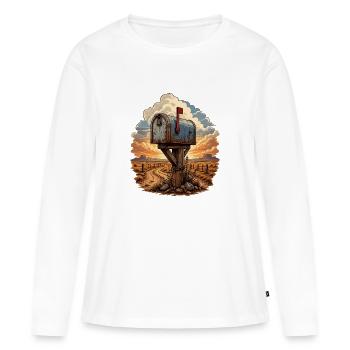 Rusty mailbox on the desert path - Women's Premium Organic Long Sleeve Shirt - white - Front - Julia (174cm)