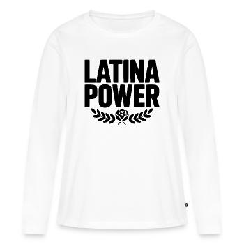 Latina Power - Women's Premium Organic Long Sleeve Shirt - white - Front - Julia (174cm)
