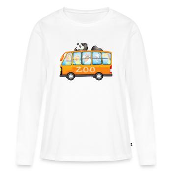Zoo Bus Mit Süßen Tieren Illustration - Frauen Premium Bio Langarmshirt - Weiß - Vorne - Julia (174cm)