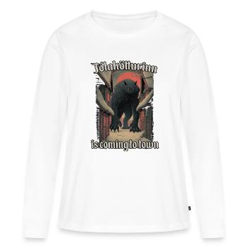 Jólakötturinn Ancienne légende islandaise de Noël - T-shirt manches longues Premium bio Femme - blanc - Devant - Julia (174cm)