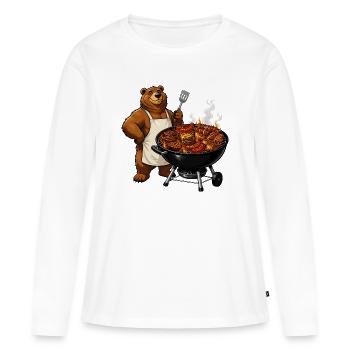 Bear on the Grill – Maître du BBQ - T-shirt manches longues Premium bio Femme - blanc - Devant - Julia (174cm)