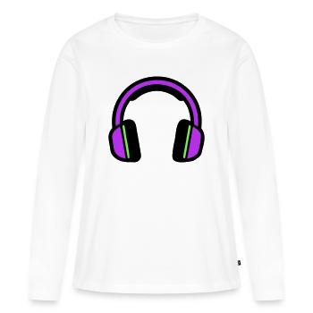 Musik Kopfhoerer Silhouette - Frauen Premium Bio Langarmshirt - Weiß - Vorne - Julia (174cm)