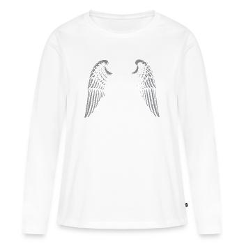 Gothic Monogram with Angel Wings - Women's Premium Organic Long Sleeve Shirt - white - Front - Julia (174cm)