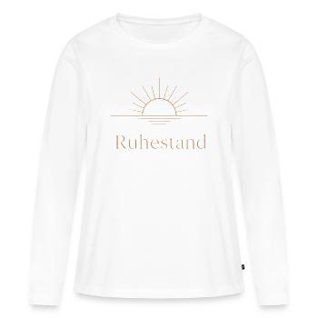 Goldener Ruhestand – Filigrane Buchstaben & Sonne - Frauen Premium Bio Langarmshirt - Weiß - Vorne - Julia (174cm)