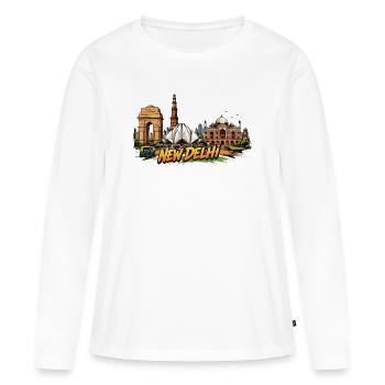 New Delhi Comic Skyline - T-shirt manches longues Premium bio Femme - blanc - Devant - Julia (174cm)