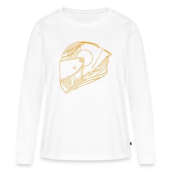 Neon Orange Helmet - Visor - Women's Premium Organic Long Sleeve Shirt - white - Front - Julia (174cm)