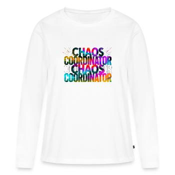Chaos Coordinator Rainbow Color Saying - Women's Premium Organic Long Sleeve Shirt - white - Front - Julia (174cm)