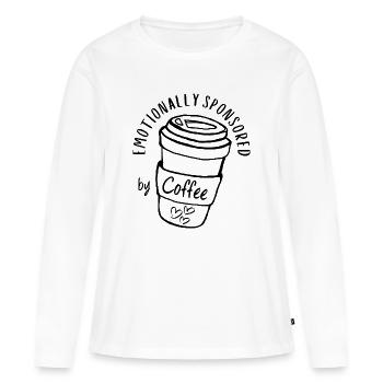 Emotional gesponsert von Coffee Caffeine Addict - Frauen Premium Bio Langarmshirt - Weiß - Vorne - Julia (174cm)