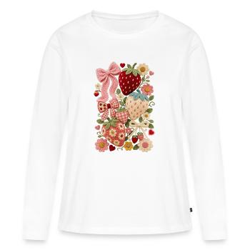 Strawberry Strawberries - Women's Premium Organic Long Sleeve Shirt - white - Front - Julia (174cm)