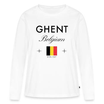 Ghent Belgium Coordinates Travel Souvenir - Women's Premium Organic Long Sleeve Shirt - white - Front - Julia (174cm)