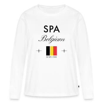 Spa Belgien Koordinaten Reise Souvenir - Frauen Premium Bio Langarmshirt - Weiß - Vorne - Julia (174cm)