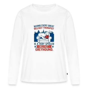 Thérapeute de Belfast et chien lévrier gâté - T-shirt manches longues Premium bio Femme - blanc - Devant - Julia (174cm)