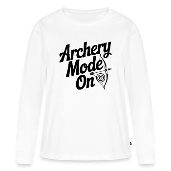 Mode tir à l’arc activé - T-shirt manches longues Premium bio Femme - blanc - Devant - Julia (174cm)