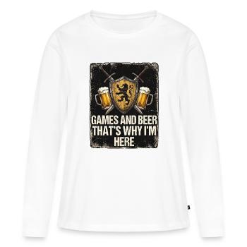 Jeux médiévaux et bière - T-shirt manches longues Premium bio Femme - blanc - Devant - Julia (174cm)