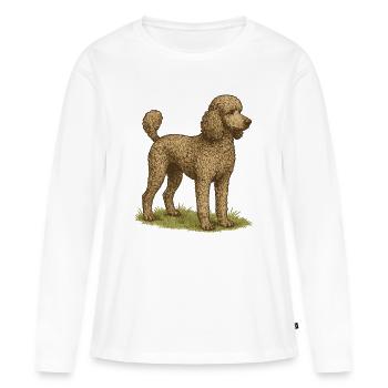 Grand caniche - T-shirt manches longues Premium bio Femme - blanc - Devant - Julia (174cm)