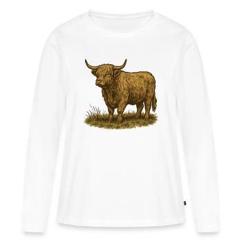 Highland cattle - Women's Premium Organic Long Sleeve Shirt - white - Front - Julia (174cm)