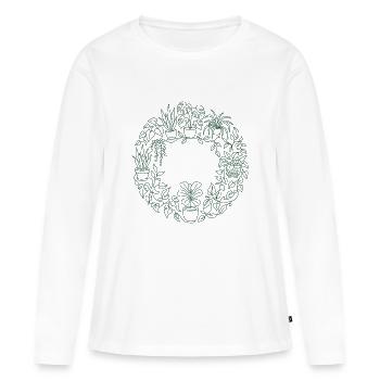 Green plant wreath - Women's Premium Organic Long Sleeve Shirt - white - Front - Julia (174cm)