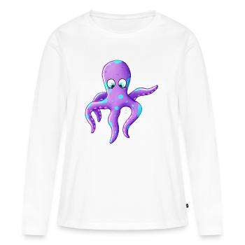 Pop Art du Calamar Violet - T-shirt manches longues Premium bio Femme - blanc - Devant - Julia (174cm)