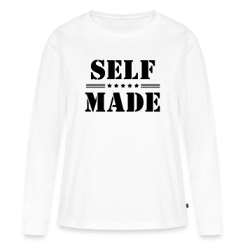 Self-Made Stencil Stars Success Motivation - T-shirt manches longues Premium bio Femme - blanc - Devant - Julia (174cm)