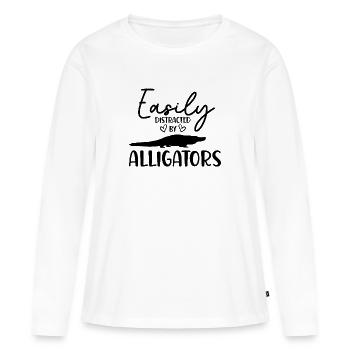 Easily distracted by alligators - Women's Premium Organic Long Sleeve Shirt - white - Front - Julia (174cm)