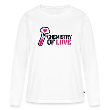 Icône de la Flasque d’Amour de la Chimie - T-shirt manches longues Premium bio Femme - blanc - Devant - Julia (174cm)