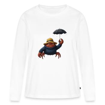 Crabe en colère avec parapluie - T-shirt manches longues Premium bio Femme - blanc - Devant - Julia (174cm)
