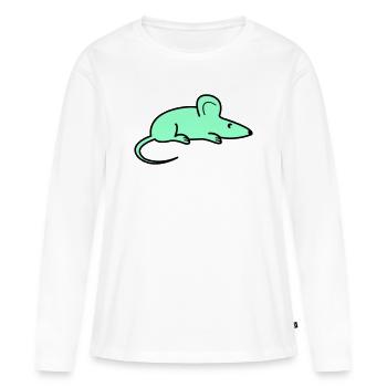 Mint Mouse Silhouette - Women's Premium Organic Long Sleeve Shirt - white - Front - Julia (174cm)
