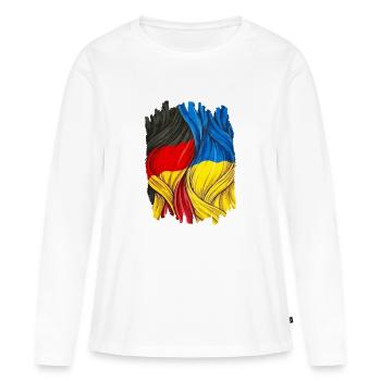 Stolz auf die Deutschland und Ukraine Flagge - Frauen Premium Bio Langarmshirt - Weiß - Vorne - Julia (174cm)