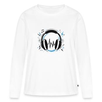 T-shirt Headphones Music DJ Sound - Women's Premium Organic Long Sleeve Shirt - white - Front - Julia (174cm)