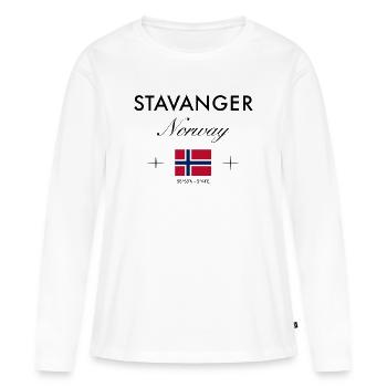 Stavanger Norvège Coordonnées Souvenir de voyage - T-shirt manches longues Premium bio Femme - blanc - Devant - Julia (174cm)
