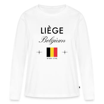 Liège Belgium Coordinates Travel Souvenir - Women's Premium Organic Long Sleeve Shirt - white - Front - Julia (174cm)