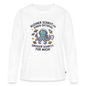 Kleiner Schritt für Oktopus Astronaut - Frauen Premium Bio Langarmshirt - Weiß - Vorne - Julia (174cm)