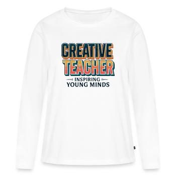 Creative Teacher Retro Vintage Saying - Women's Premium Organic Long Sleeve Shirt - white - Front - Julia (174cm)