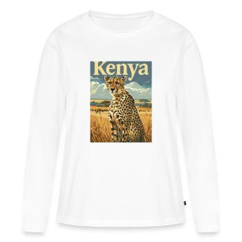 Kenya Safari Adventure Cheetah Savannah Nature - Women's Premium Organic Long Sleeve Shirt - white - Front - Julia (174cm)