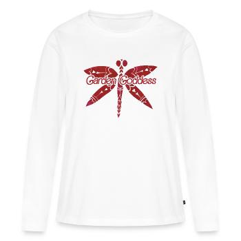 Ailes de Libellule de la Déesse du Jardin - T-shirt manches longues Premium bio Femme - blanc - Devant - Julia (174cm)
