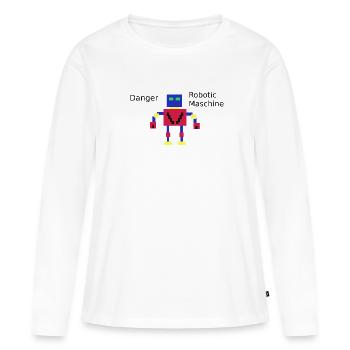 Pixelroboter  - Frauen Premium Bio Langarmshirt - Weiß - Vorne - Julia (174cm)