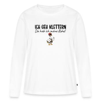 Klettern Da hab ich meine Ruhe - Frauen Premium Bio Langarmshirt - Weiß - Vorne - Julia (174cm)
