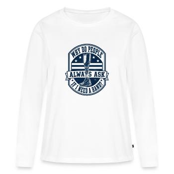 Pourquoi les gens me demandent-ils si je prépare une main ? - T-shirt manches longues Premium bio Femme - blanc - Devant - Julia (174cm)
