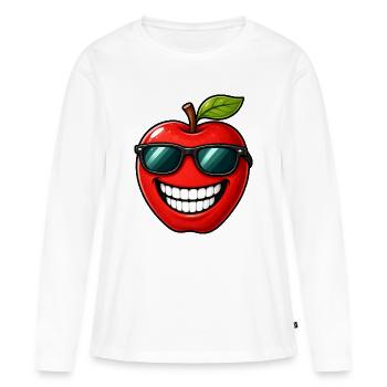 Kawaii Apfel Cartoon Sommer Frucht - Frauen Premium Bio Langarmshirt - Weiß - Vorne - Julia (174cm)