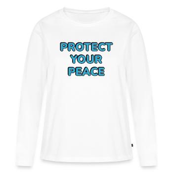 Protégez votre paix - T-shirt manches longues Premium bio Femme - blanc - Devant - Julia (174cm)