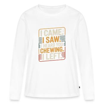 Bruits de mastication bruits de mastication bruits de claquement mastication mâchonnement - T-shirt manches longues Premium bio Femme - blanc - Devant - Julia (174cm)