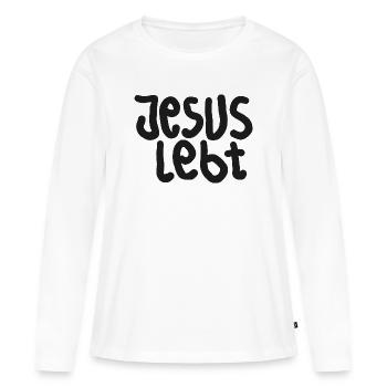 Jesus Left Typografie - Frauen Premium Bio Langarmshirt - Weiß - Vorne - Julia (174cm)