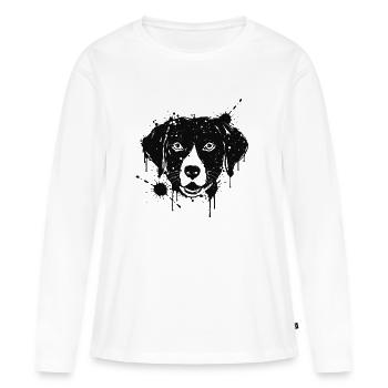 Labrador-Farbspritzer Hundekopf Schwarz - Frauen Premium Bio Langarmshirt - Weiß - Vorne - Julia (174cm)