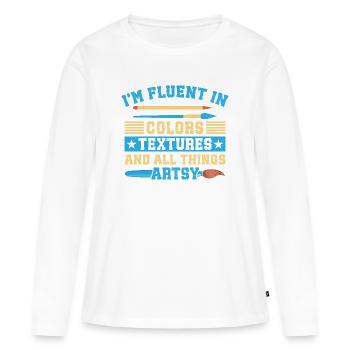 Artist Painter Graphic Fluent In Colors Textures - Women's Premium Organic Long Sleeve Shirt - white - Front - Julia (174cm)