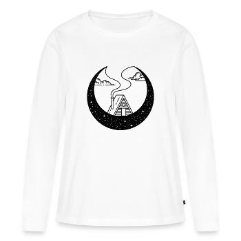 Une hutte dans la Lune Croissante - T-shirt manches longues Premium bio Femme - blanc - Devant - Julia (174cm)