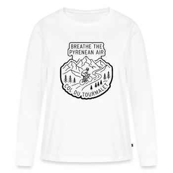 Col du Tourmalet Art cycliste - T-shirt manches longues Premium bio Femme - blanc - Devant - Julia (174cm)