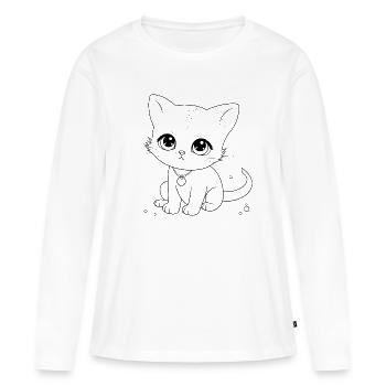 Bitte laden Sie das Bild herunter - Frauen Premium Bio Langarmshirt - Weiß - Vorne - Julia (174cm)