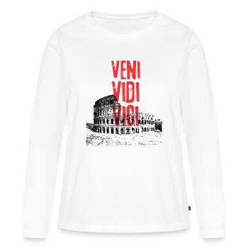 Veni Vidi Vici Distressed Text - Women's Premium Organic Long Sleeve Shirt - white - Front - Julia (174cm)