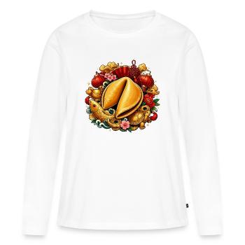Biscuit chinois doré dans la magie du festival - T-shirt manches longues Premium bio Femme - blanc - Devant - Julia (174cm)